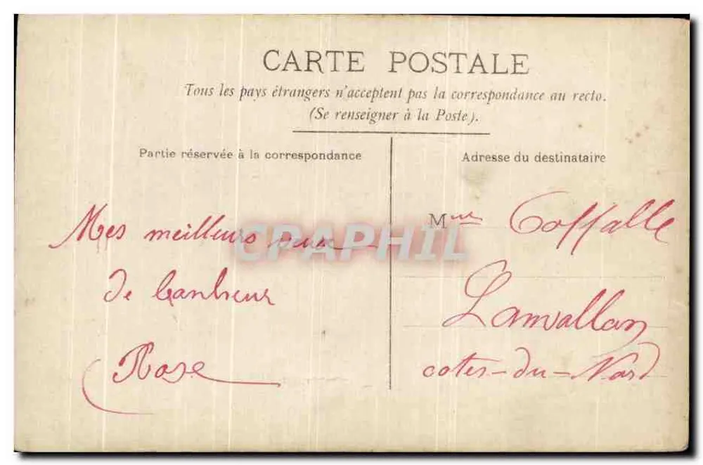 Frau in rosa Kleid mit Blumenbouquet — Bonne Anne — Verlag Bonne Anne, Nr. 5056 - Rückseite