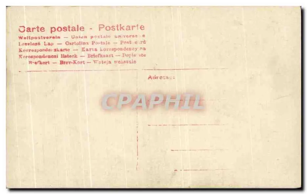 Frau in einem Kleid im Viktorianischen Stil — gedruckter Text 'QUE C'EST BEAU L'AMOUR!' — Verlag NAP, Nr. 7209/5 - Rückseite