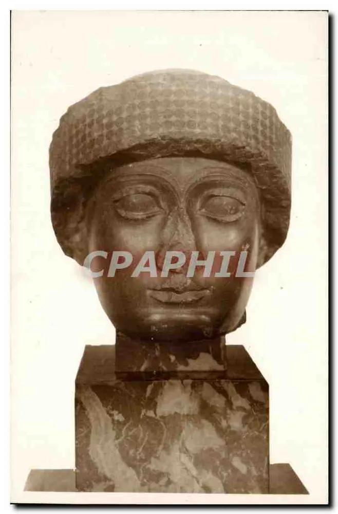 Cabeça Chaldéia — Museu do Louvre — editor A. Moutet, Paris - Frente