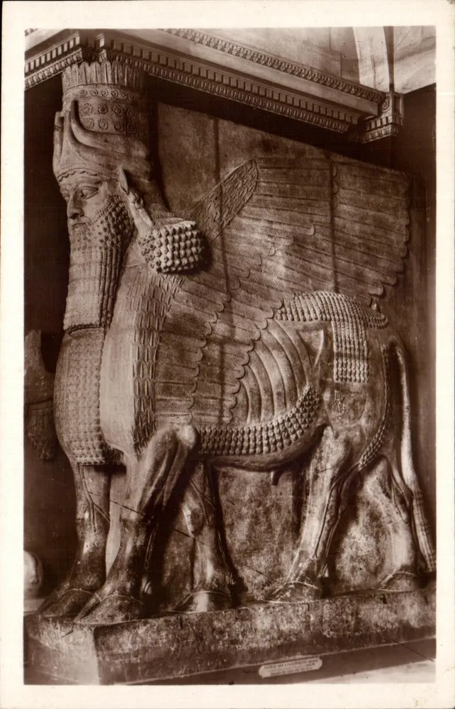 Flügelter Kuh mit menschlichem Kopf — Palast des Königs Sargon — 8. Jahrhundert — Aux Musées d'Étranger, Verleger - Vorderseite