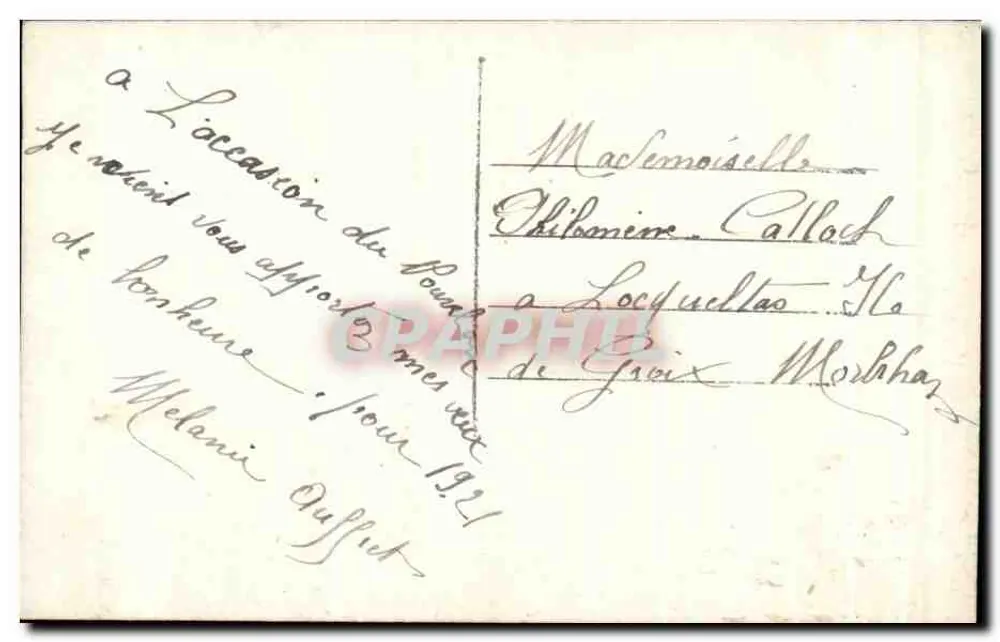 Dois crianças — sob cerejeiras em flor — BonneHeure, n°10058 - Verso