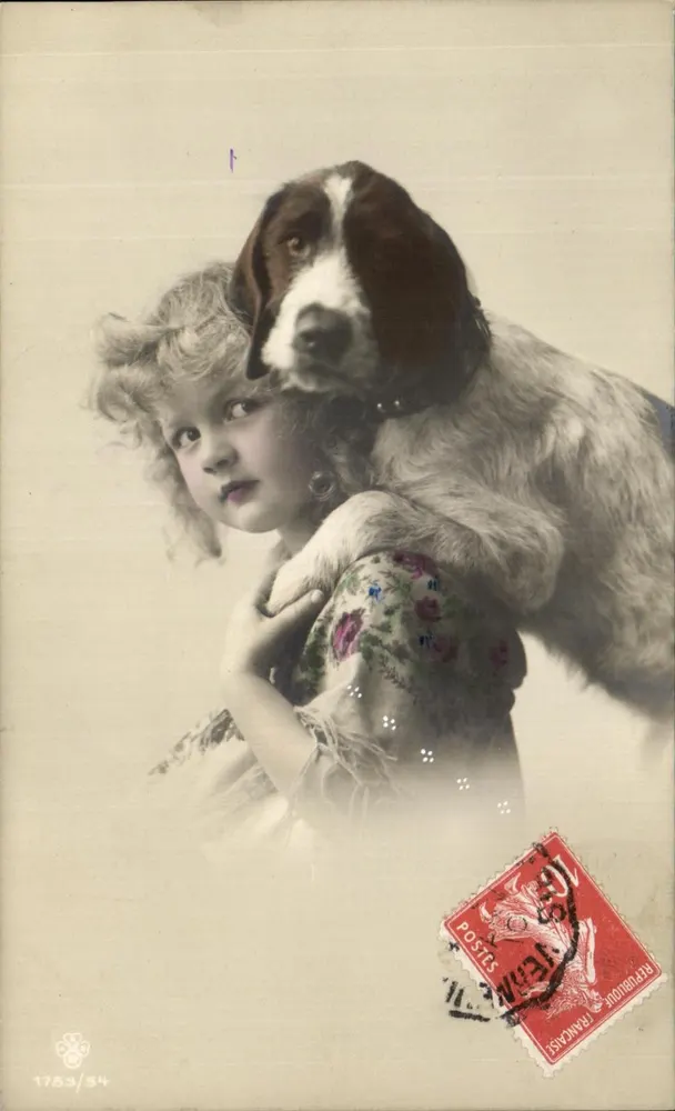 Mädchen und Hund — Serie 1753/84 — anonymer Verlag - Vorderseite