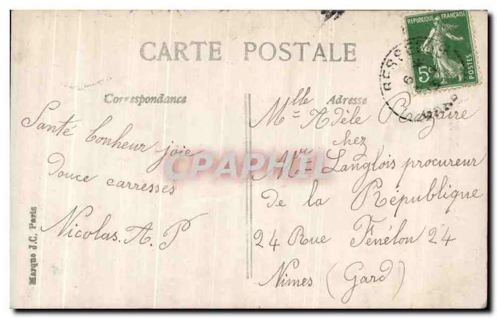 Lilás em flor — Feliz Ano Novo — J.C. Paris n°481 - Verso