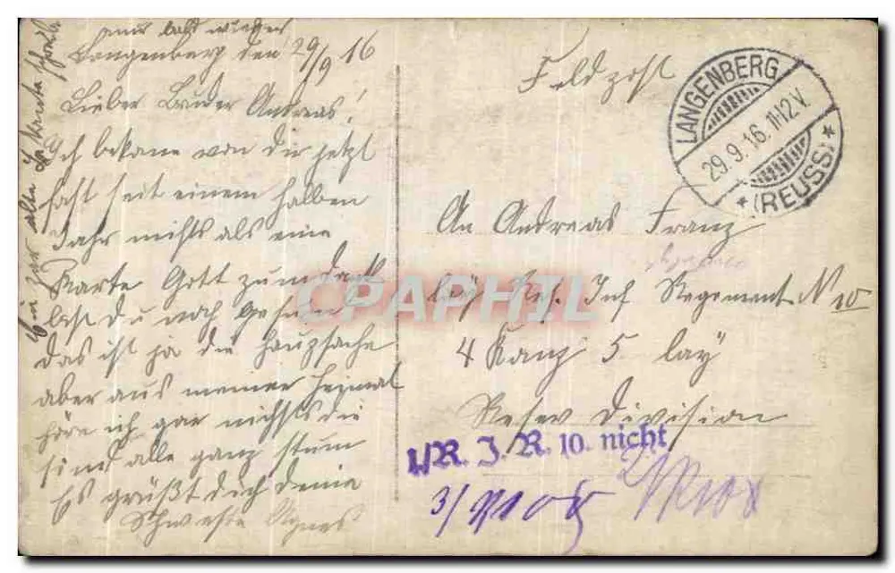 Familie mit Soldaten — Langenberg, Deutschland — datiert 29.9.16 - Rückseite