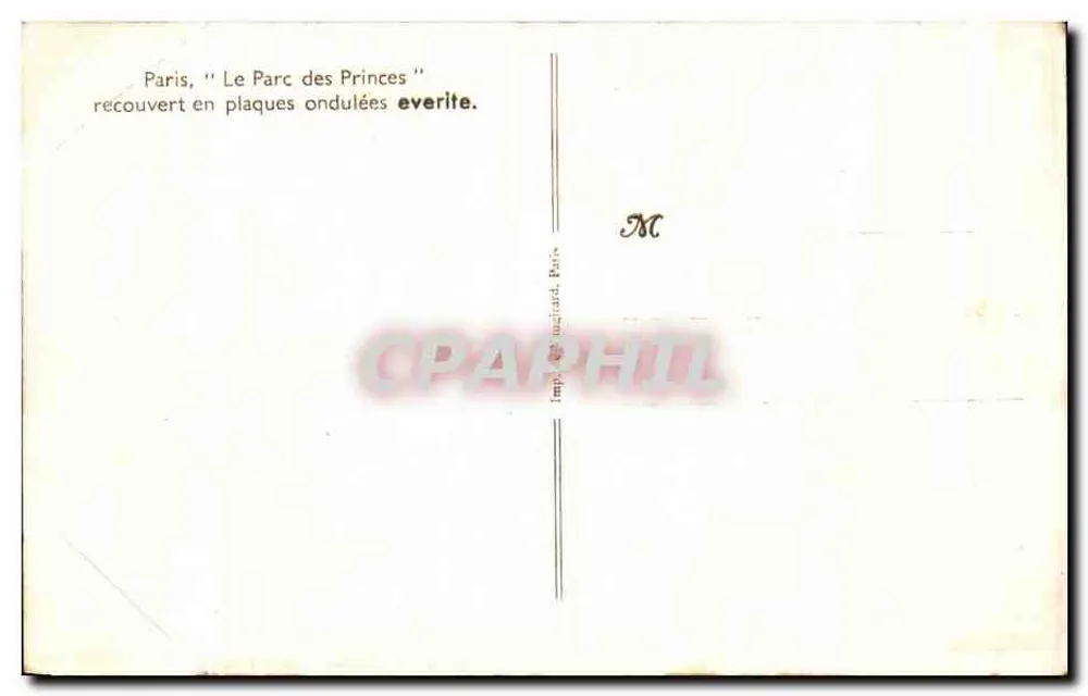 Paris, "Le Parc des Princes" recouvert en plaques ondulées everite — Imp. M. Madjar, Paris - Rückseite