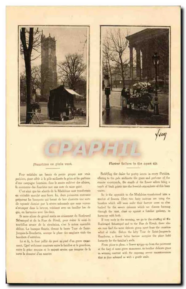 Blumenmarkt an der Madeleine — Paris — Kunstausgabe YVON, N° 4 - Vorderseite