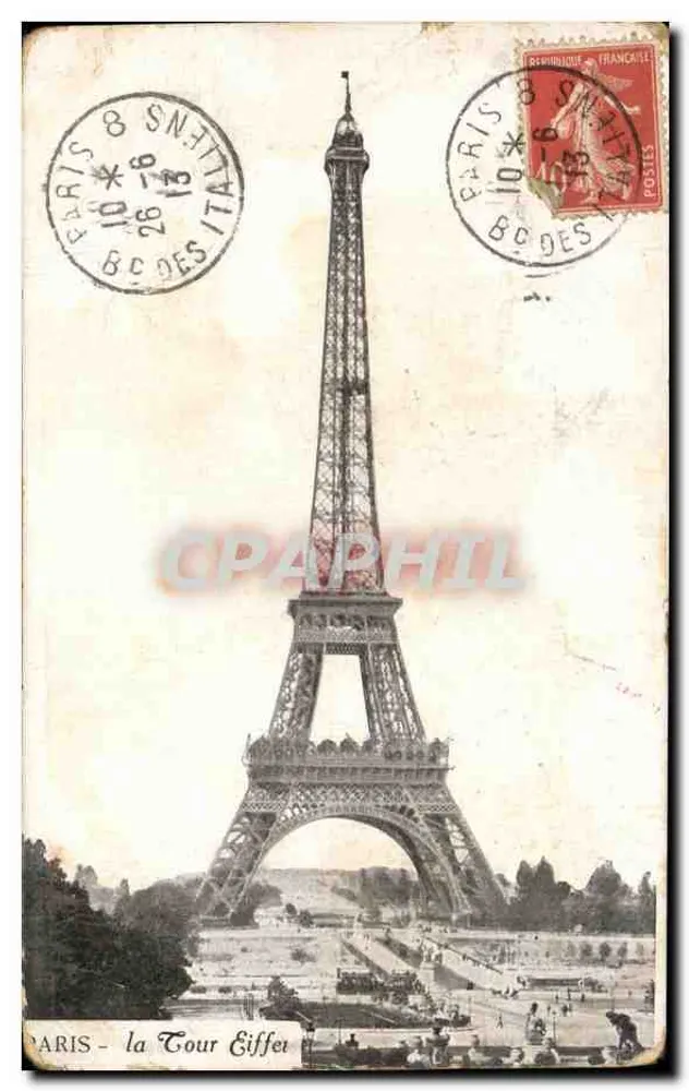 PARIS - a Torre Eiffel — vista panorâmica — editor desconhecido, número de série não visível - Frente