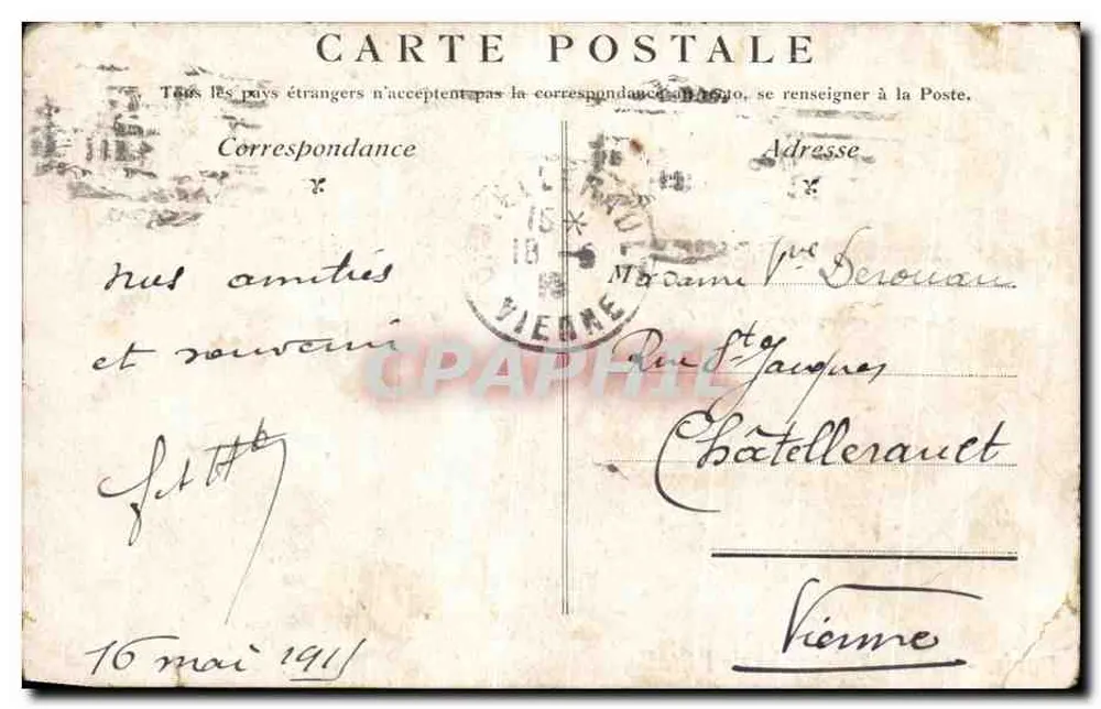 Paris - Arc de Triomphe de l'Étoile — éditeur inconnu, n° de série non visible - Verso