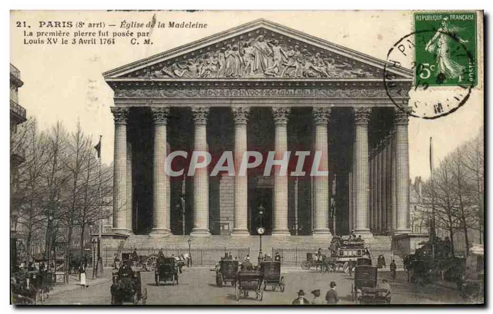 Paris (8e arrondissement) — Igreja da Madeleine — C.M. n°21 - Frente