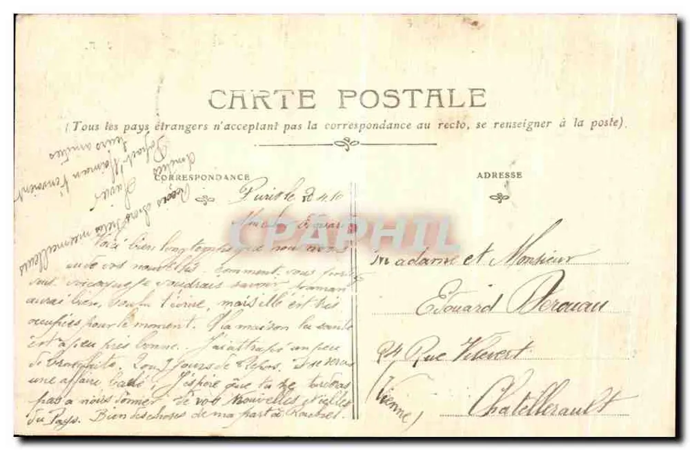 Paris — Januar-Februar 1910 — Die Überschwemmungen. Boulevard de Grenelle — Verlag: n°24 - Rückseite