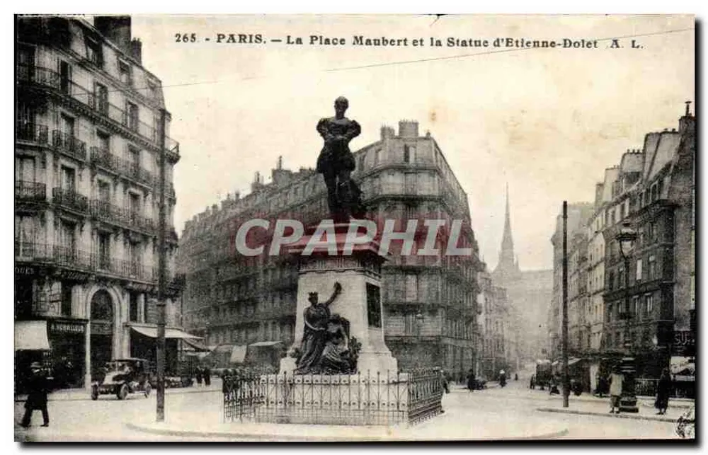 Paris — Place Maubert und die Statue von Étienne Dolet — A. L. n°265 - Vorderseite
