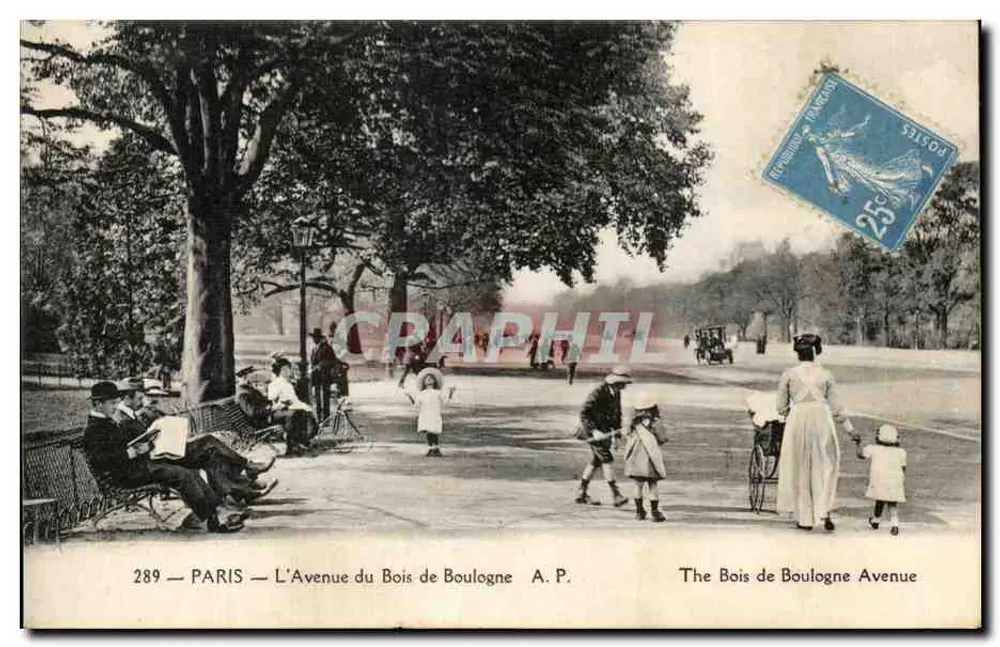 PARIS — Die Avenue du Bois de Boulogne — A.P. n°289 - Vorderseite