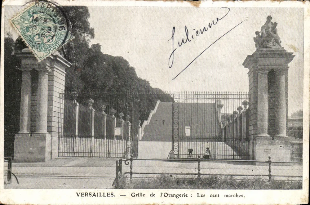 Versailles — Grille de l'Orangerie : Les cent marches. — Éditeur : VERSAILLES. - Voorkant