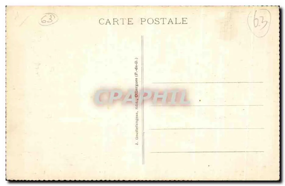 Clermont-Ferrand — Pomnik Blaise'a Pascala — wydawca J. Gouttefanges, Olliergues (P.-de-D.) - Rewers