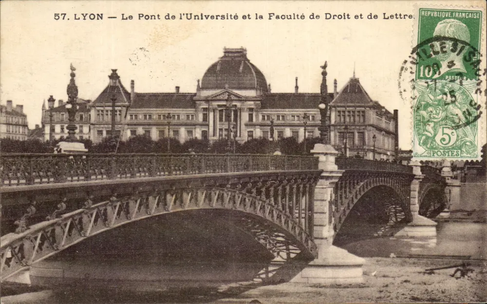 LYON — Die Brücke der Universität und die Fakultät für Recht und Literatur — Ausgabe des Grand Basar, Lyon - Vorderseite