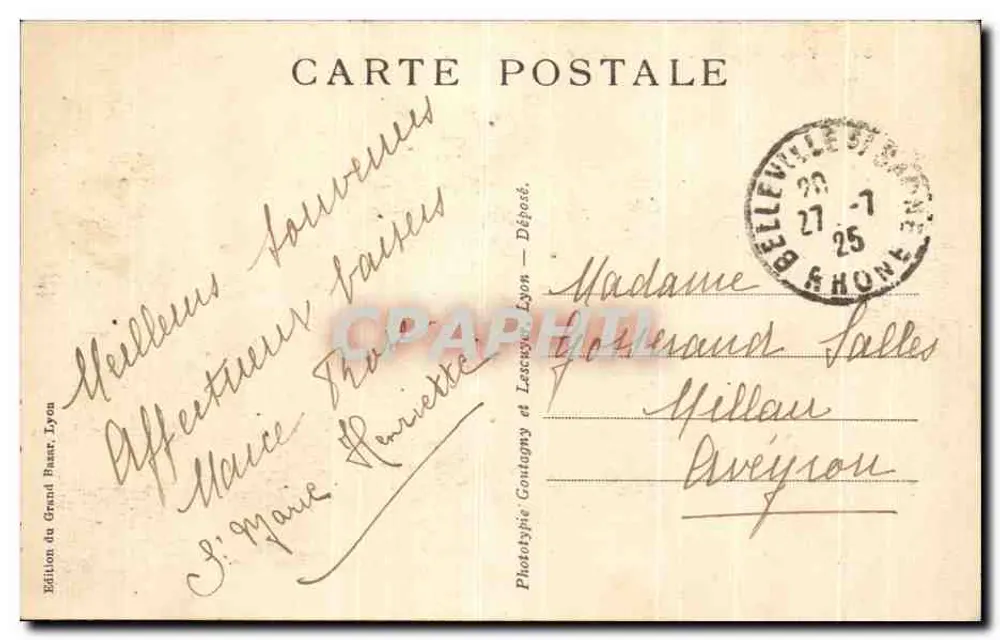 LYON — Die Brücke der Universität und die Fakultät für Recht und Literatur — Ausgabe des Grand Basar, Lyon - Rückseite