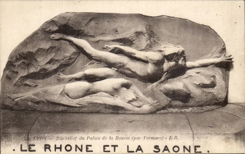 Lyon — Basrelief des Palais de la Bourse (von Vermare) — E.R. - Vorderseite