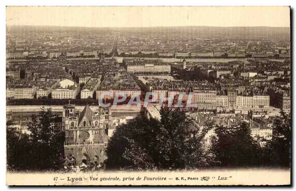Lyon — Vista geral, tirada de Fourvière — B. F., Paris, « Lux » - Frente