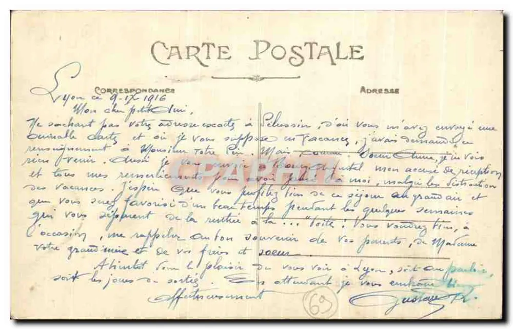 Place Bellecour, Place Carnot und La Bourse — Lyon — E. R. Nr. 162 - Rückseite