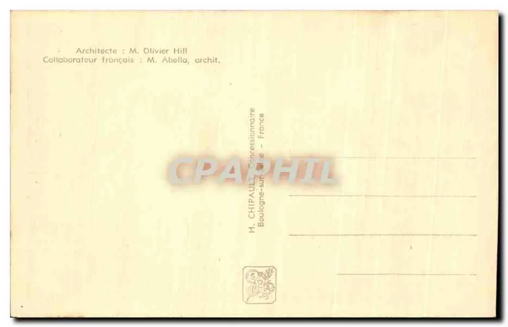 Pavilhão da Inglaterra — Exposição Internacional Paris 1937 — H. CHIPAULT, Boulogne-sur-Mer - Verso