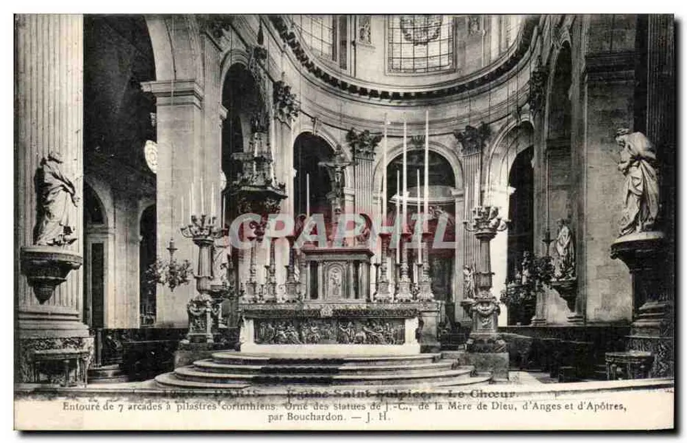 Paris - Igreja de São Hipólito - O Coro — decorado com estátuas de J.-C., da Mãe de Deus, de Anjo e de Apóstolos, por Bouchardon - Frente