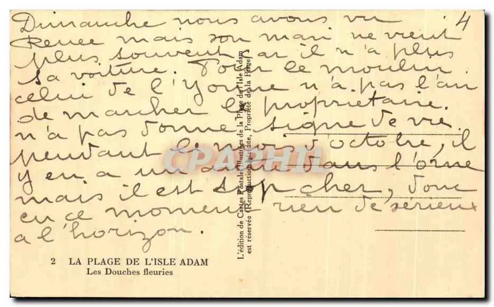 Las Douches florecidas — La playa de la Isla Adam — Edición Crêtes - Reverso