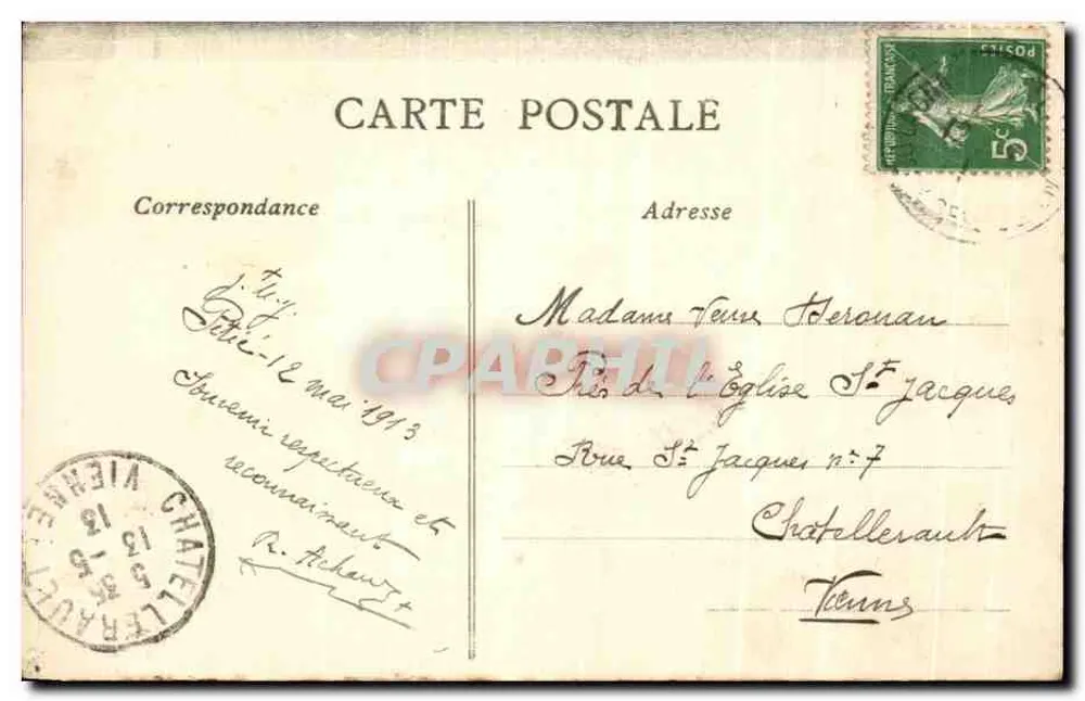 Deux-Sèvres - Estátua de N.-D. de Pitié — Editor E. Cordier, Partienay - Verso
