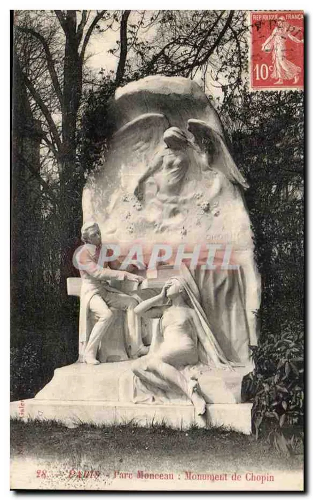 Paris — Parc Monceau: Denkmal Chopin — Verlag N. Hébert, Nr. 28 - Vorderseite