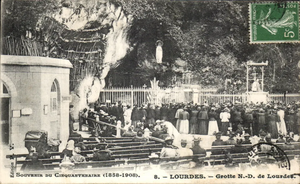 Lourdes — Grotte der Jungfrau von Lourdes — Erinnerung an das Cinquantenaire (1858-1908) - Vorderseite
