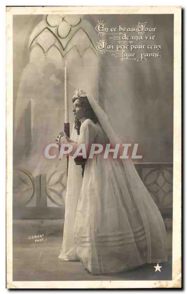 Junge Frau in Hochzeitskleid — Gebet — Liebert Phot. - Vorderseite