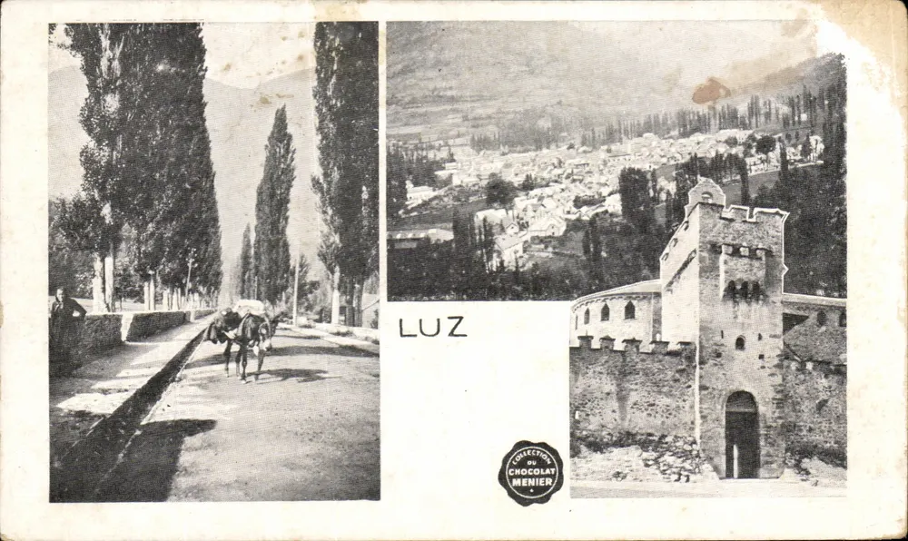 Luz — vista panorâmica e porta fortificada — Coleção do Chocolate Menier - Frente