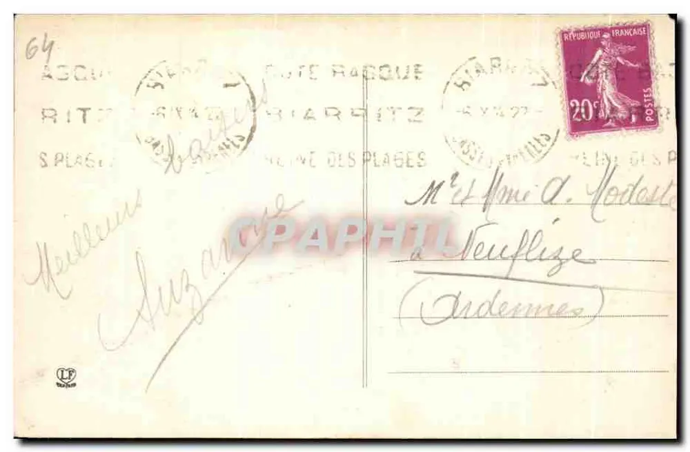 Biarritz — Hotel und Strände des Palais — Hotel Miramar — Phototypie Laboche Frères, Toulouse, n°1221 - Rückseite