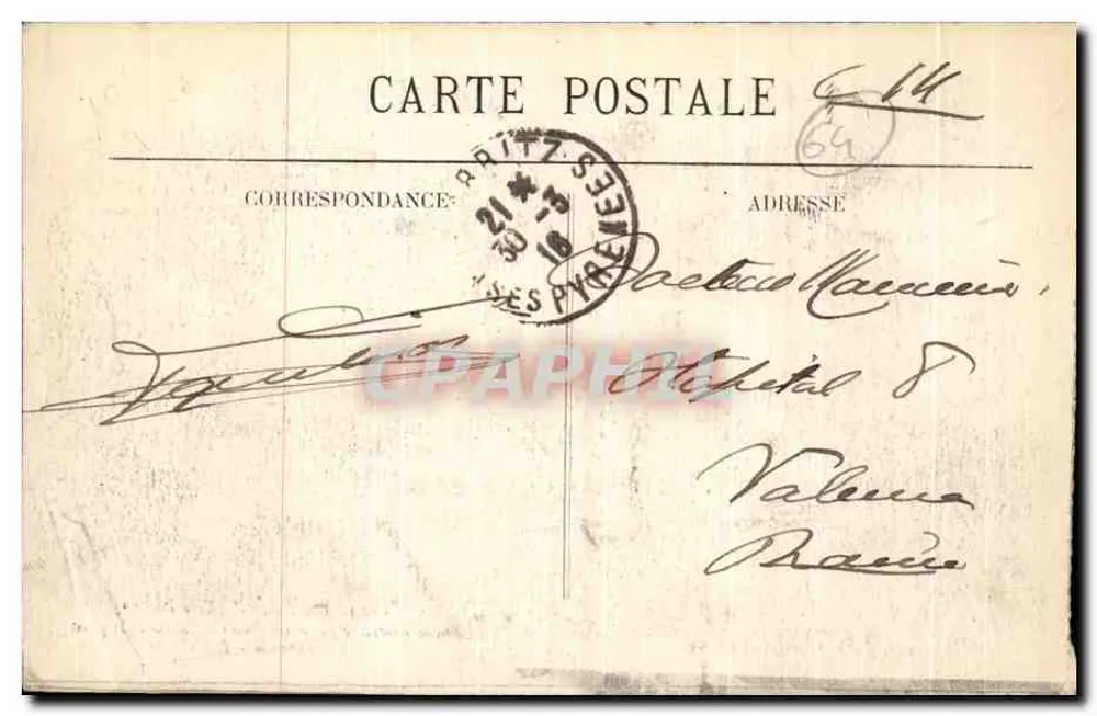 Biarritz (Côte Basque) — Gesamtansicht vom Leuchtturm, die Klippen und das Hotel Regina — Verlag BR, Nr. 1263 - Rückseite