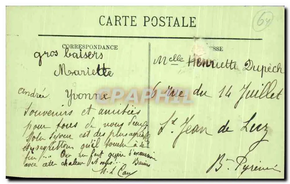 Biarritz — Estudo de Rochas e Costa dos Bascos — LL. N° 201 - Verso