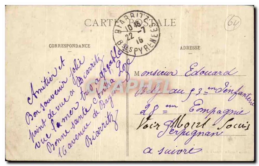 Biarritz Pittoresque — Am Rocher de la Vierge, stürmisches Wetter — Édition Loumian, N° 324 - Rückseite