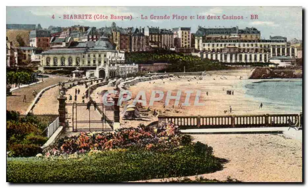 Biarritz (Côte Basque) — Die Große Strandpromenade und die beiden Casinos — BR - Vorderseite