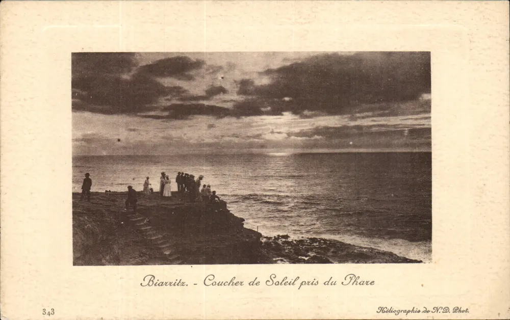 Biarritz - Pôr do sol capturado do farol — Héliographie de N.D. Phot. n°343 - Frente