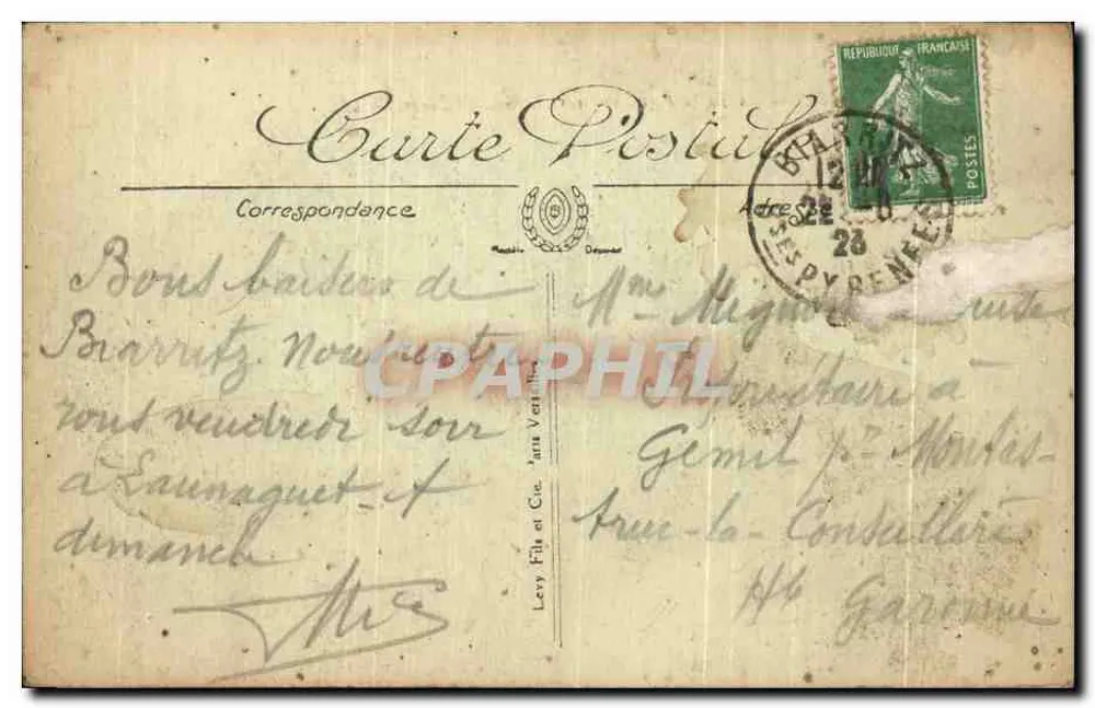 Biarritz — La Roche Percée in Richtung Grande Plage — LL. n° 278 - Rückseite