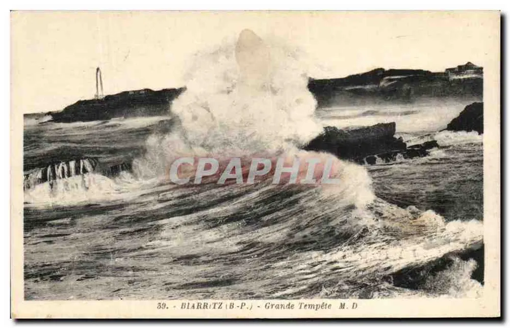 Biarritz (B-P.) — Grande Tempestade — Fototipia Marcel Lelbog, 39, Rue de la Nousselle, Bordeaux - Frente