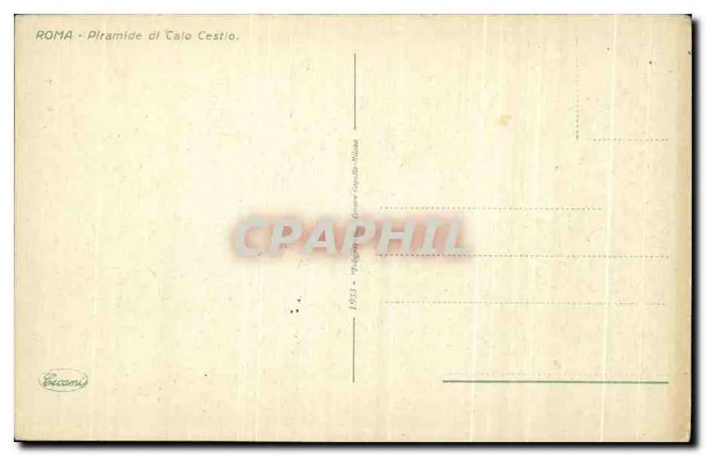 Pyramide von Calo Cestio — Rom — Verlag G. Cazzoni, Nr. 1933 - Rückseite