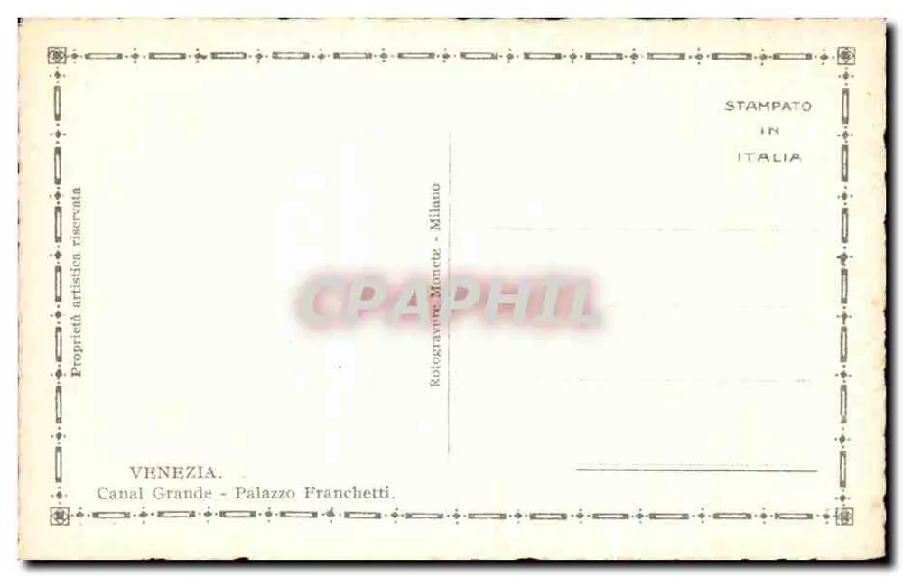 Venedig — Großer Kanal mit Palazzo Franchetti und der Basilika Santa Maria della Salute — RotoGraphie Monete, Mailand - Rückseite