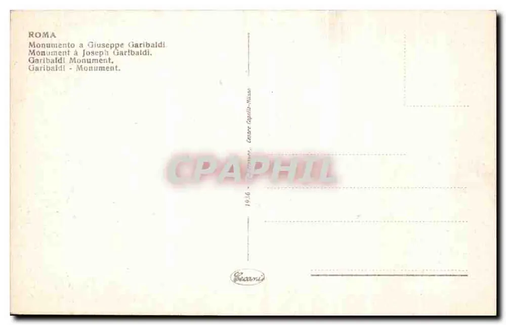 Monumento a Giuseppe Garibaldi — Roma — editor Beccari - Verso