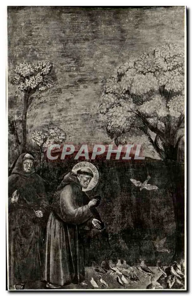 Assisi - Chiesa Superiore di S. Francesco — S. Francesco segnet die Vögel und gebietet ihnen Schweigen (Giotto di Bondone) - Vorderseite