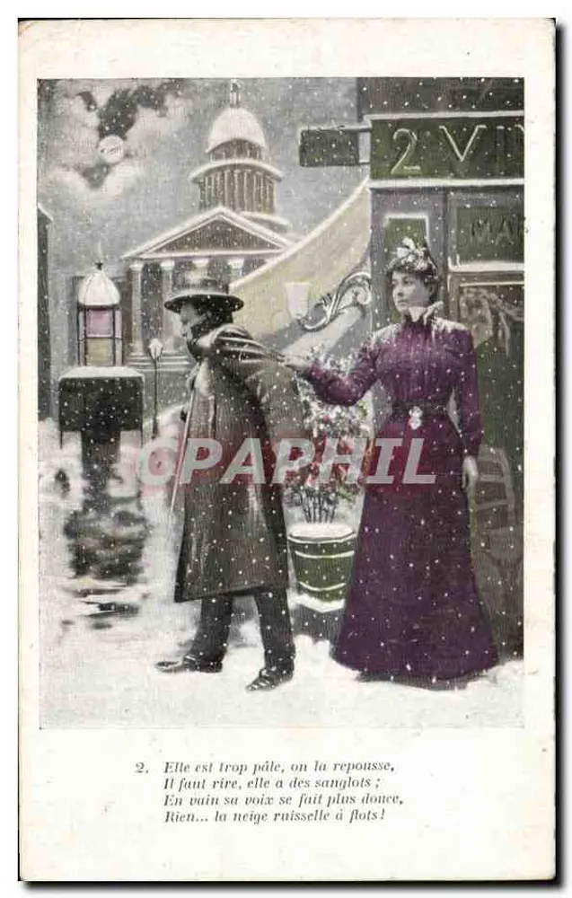 Winterlandschaft — Paar in der Schnee — Verlag unbekannt, Nr. 2 - Vorderseite