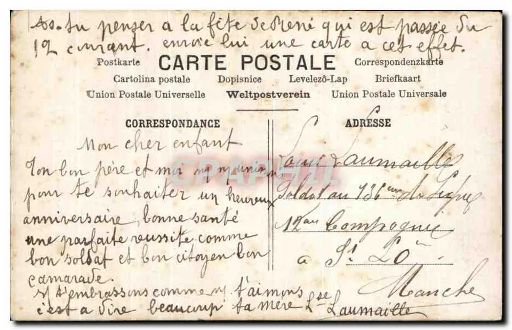 Menina segurando cachos de uva — Aniversário — Paris, n° 421 - Verso
