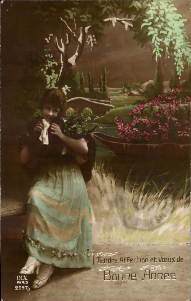 Frau am See — Garten-Szene — Verlag DIX Paris, n° 2097/5 - Vorderseite