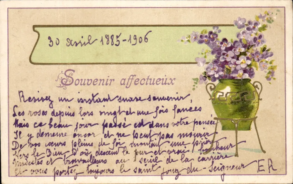 Flores em um vaso — Lembrança afetuosa — Editor não visível - Frente