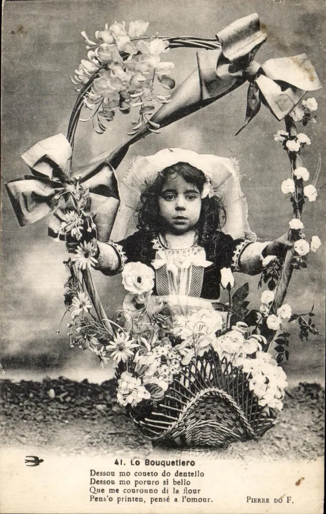 Mädchen in einem Blumenkorb — Italienisches Gedicht — Pierre D'O. F. - Vorderseite