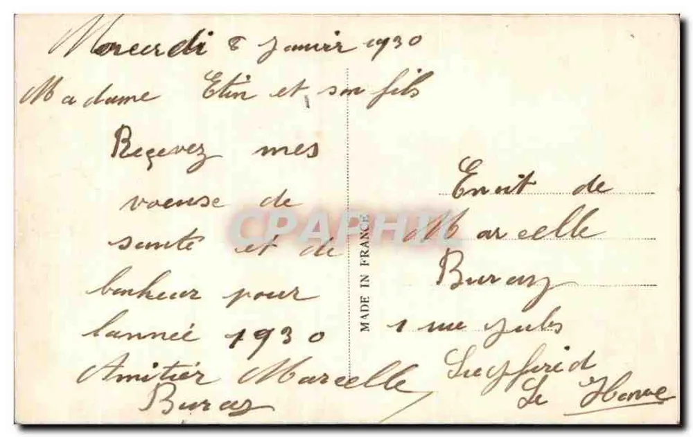 Flores em vaso sobre fundo invernal — 'Bonne Année' — S. C. O. L. n° 3548 - Verso
