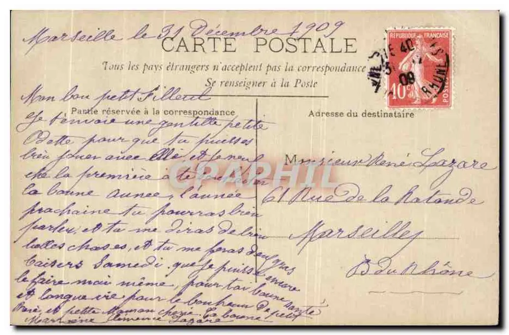 Mädchen mit Blumenstrauß — Gutes Neues Jahr — J.C. Paris, Nr. 4297 - Rückseite